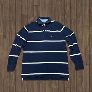 Y2K Tommy Hilfiger Striped Long Sleeve Polo Size M